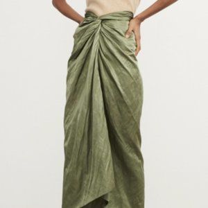 Vince Twist Front Skirt - Dark Pistachio - NEW